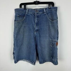 Vintage Y2K North Peak Baggy Cargo Denim Jean Shorts Grunge Goth Retro